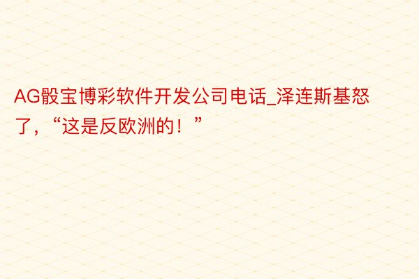 AG骰宝博彩软件开发公司电话_泽连斯基怒了，“这是反欧洲的！”