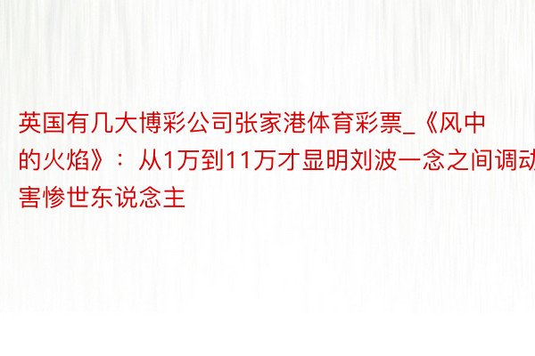 英国有几大博彩公司张家港体育彩票_《风中的火焰》：从1万到11万才显明刘波一念之间调动害惨世东说念主